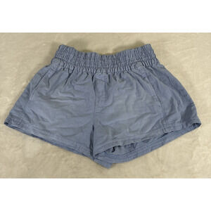 AE Aerie Babewatch High-Waisted Pull-On Shorts Comfy Light Blue Medium NEW NWT